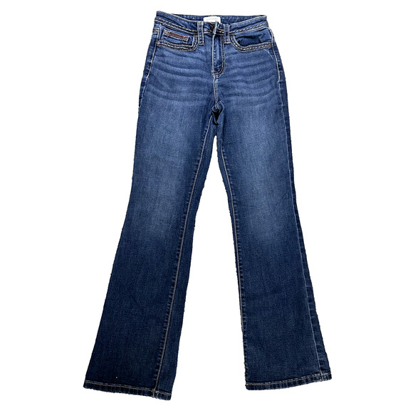 Shyanne Jeans Women’s 26 Short Blue Bootcut Mid Rise Western Embroidered Pocket - Picture 3 of 9